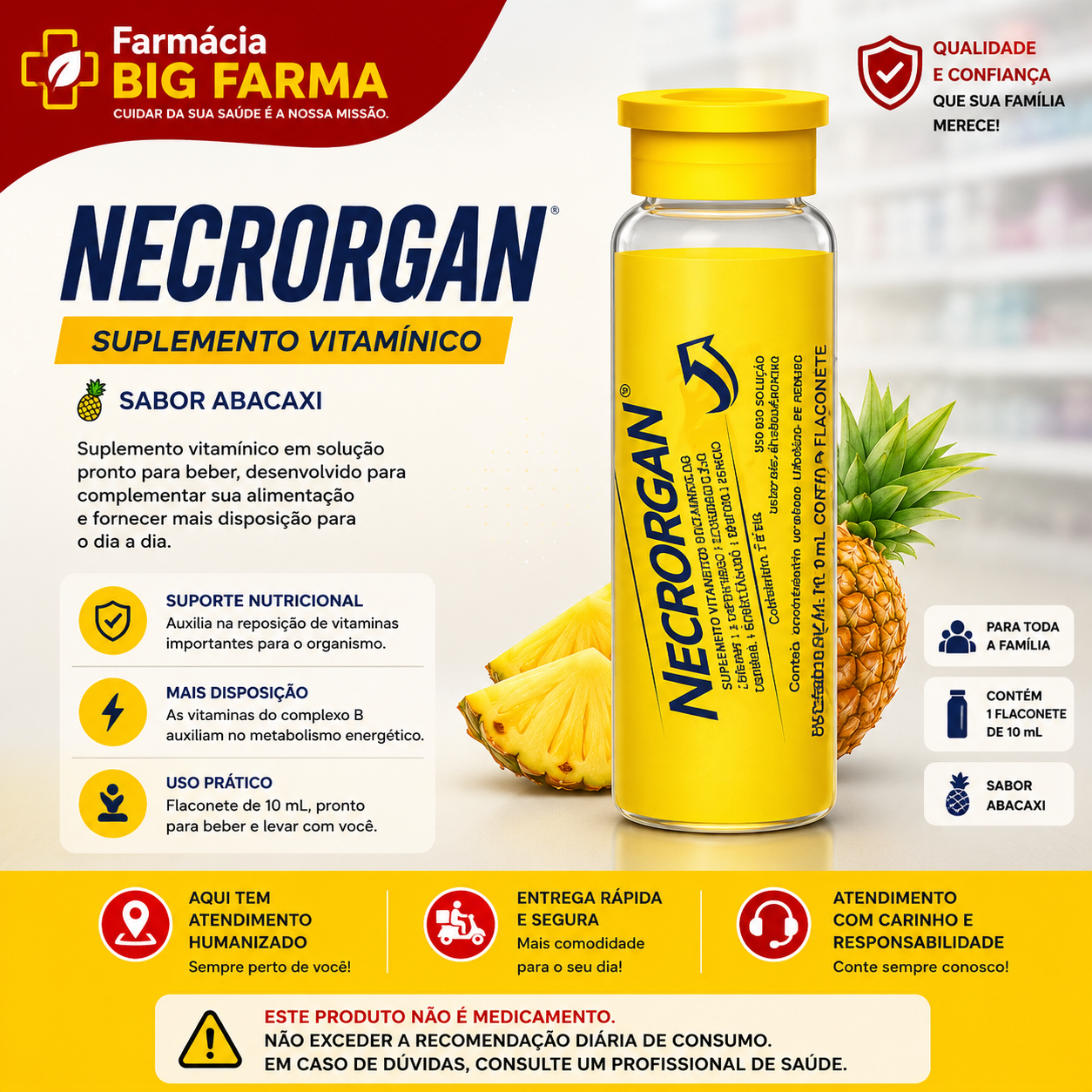 Necrorgan – Flaconete 10 mL sabor Abacaxi – Globo Seção 44