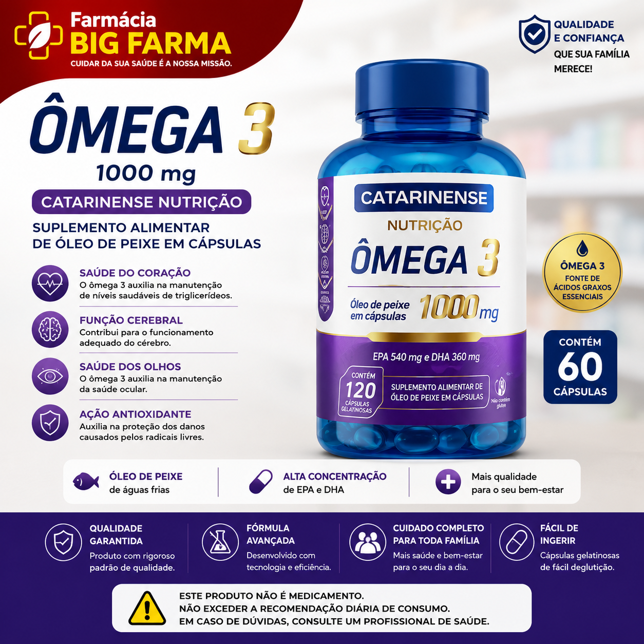 Ômega 3 1000 mg – 60 cápsulas – Catarinense Nutrição — Seção 31
