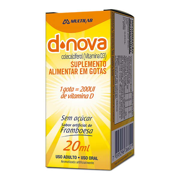 D-Nova Vitamina D3 200 UI – Gotas 20 mL – Multilab — Seção 27