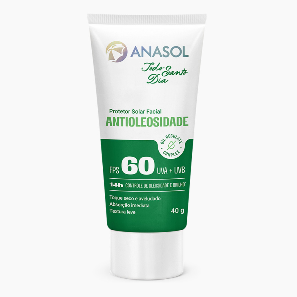 Protetor Solar Facial Anasol Todo Santo Dia Antioleosidade FPS 60 – 40 g — Seção 09 e 10
