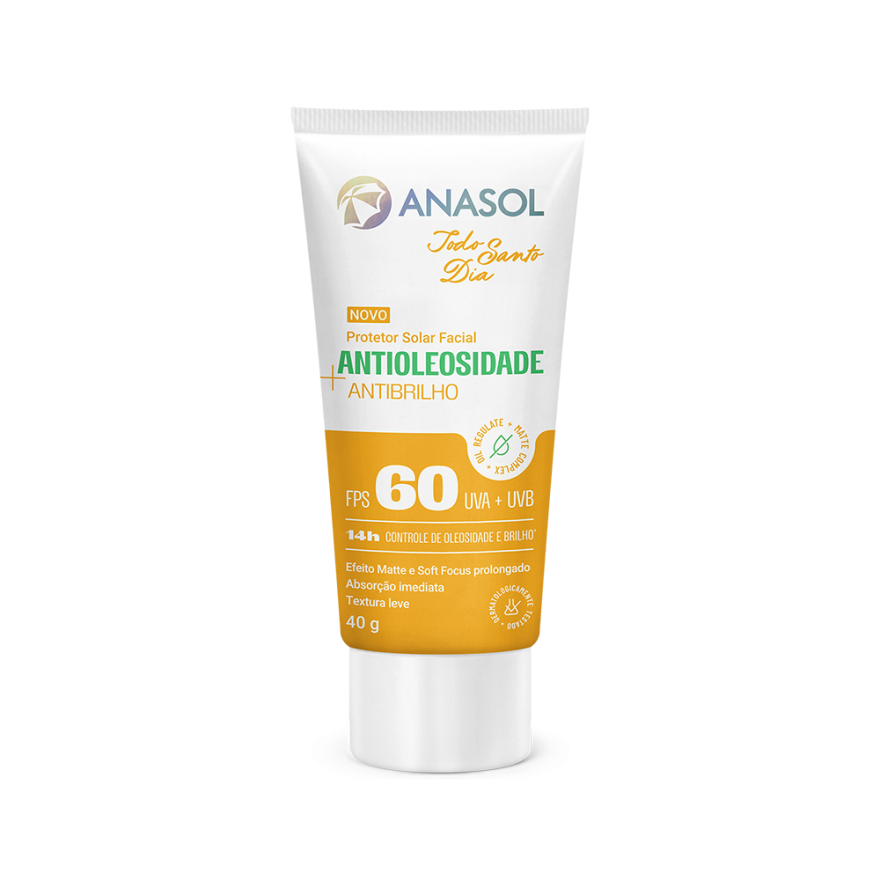 Protetor Solar Facial Anasol Todo Santo Dia Antioleosidade + Antibrilho FPS 60 – 40 g — Seção 09
