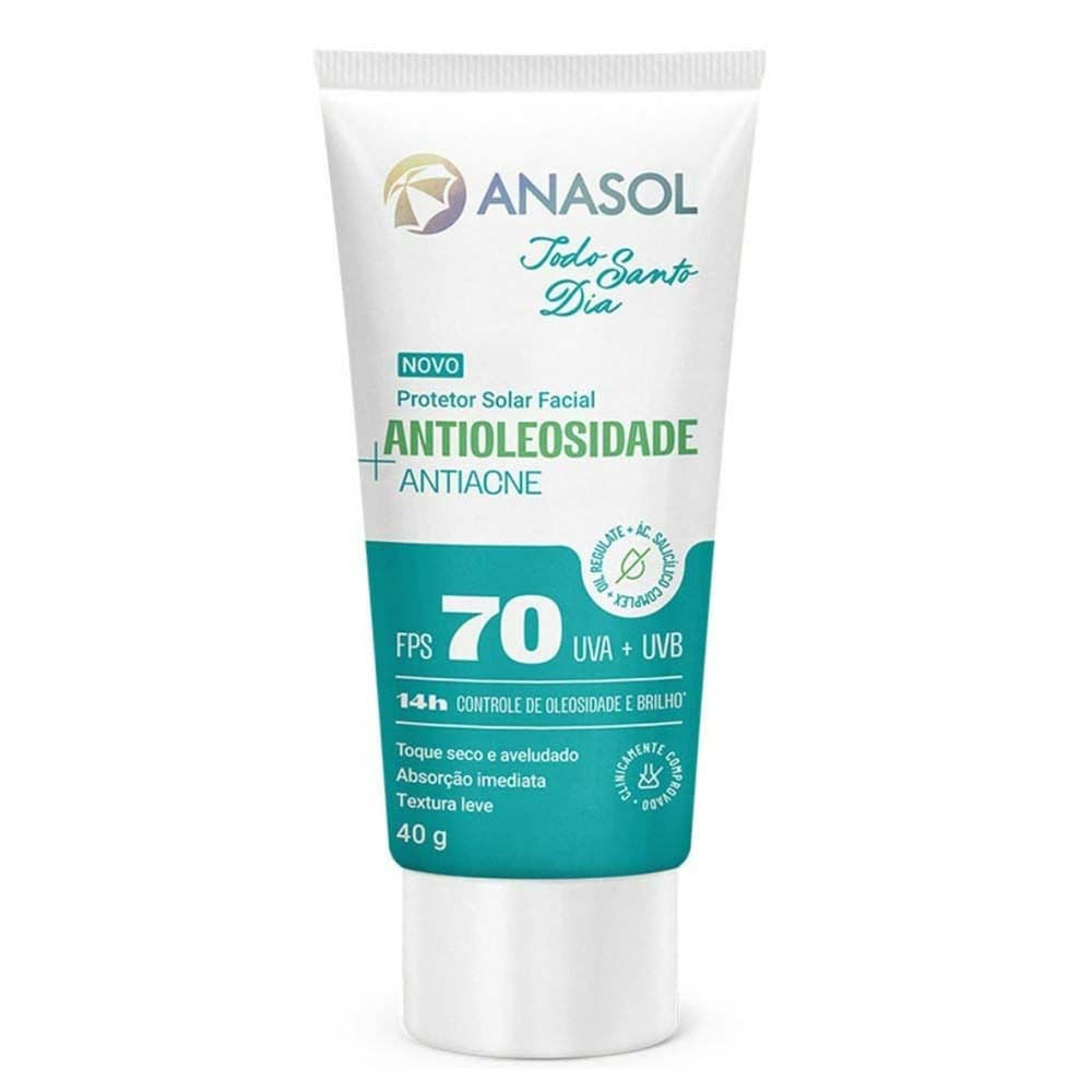 Protetor Solar Facial Anasol Todo Santo Dia Antioleosidade + Antiacne FPS 70 – 40 g — Seção 10