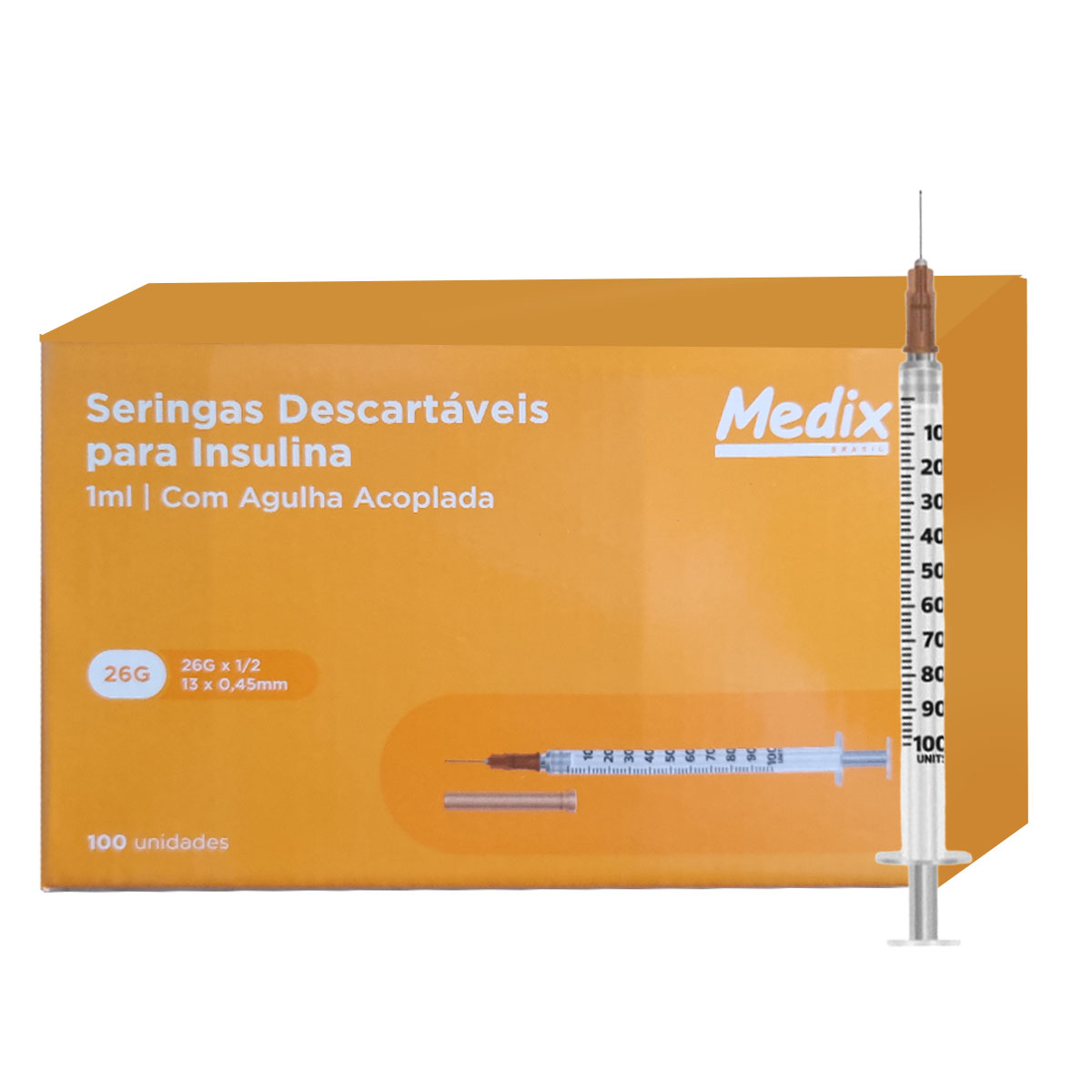 seringa para insulina 100yi com agulha acoplada seção 18